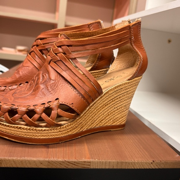 Handmade leather wedge sandal heels - Picture 3 of 4